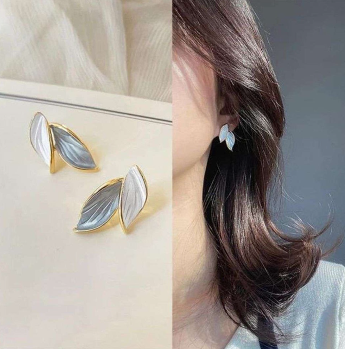 Colorful Oil Painting of a Leaf Earrings