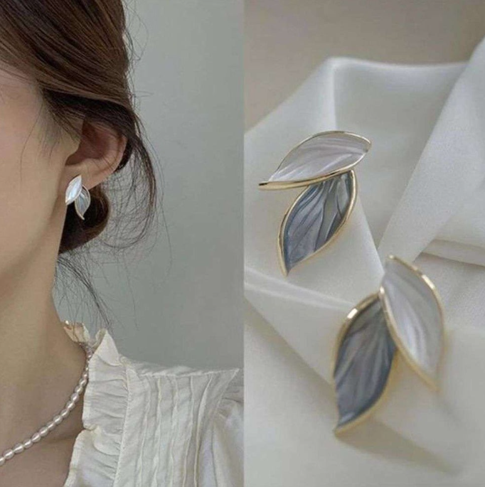 Colorful Oil Painting of a Leaf Earrings