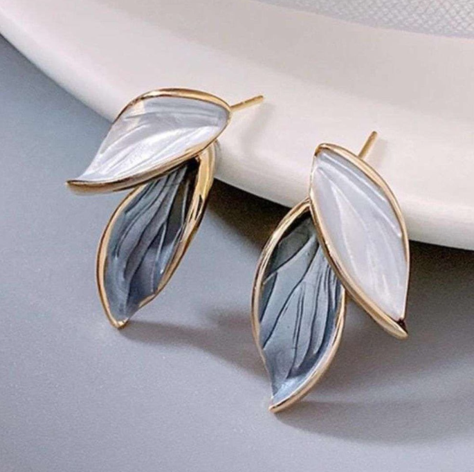 Colorful Oil Painting of a Leaf Earrings