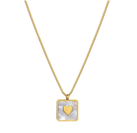 Heart Shaped Opal Pendant on a Chic Square Necklace