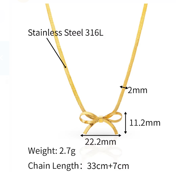 Stylish Snake Chain Necklace Featuring a Charming Bow Knot