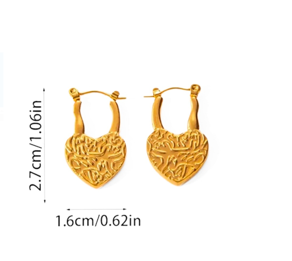 Textured Heart Lock Earrings with Intricate Detailing