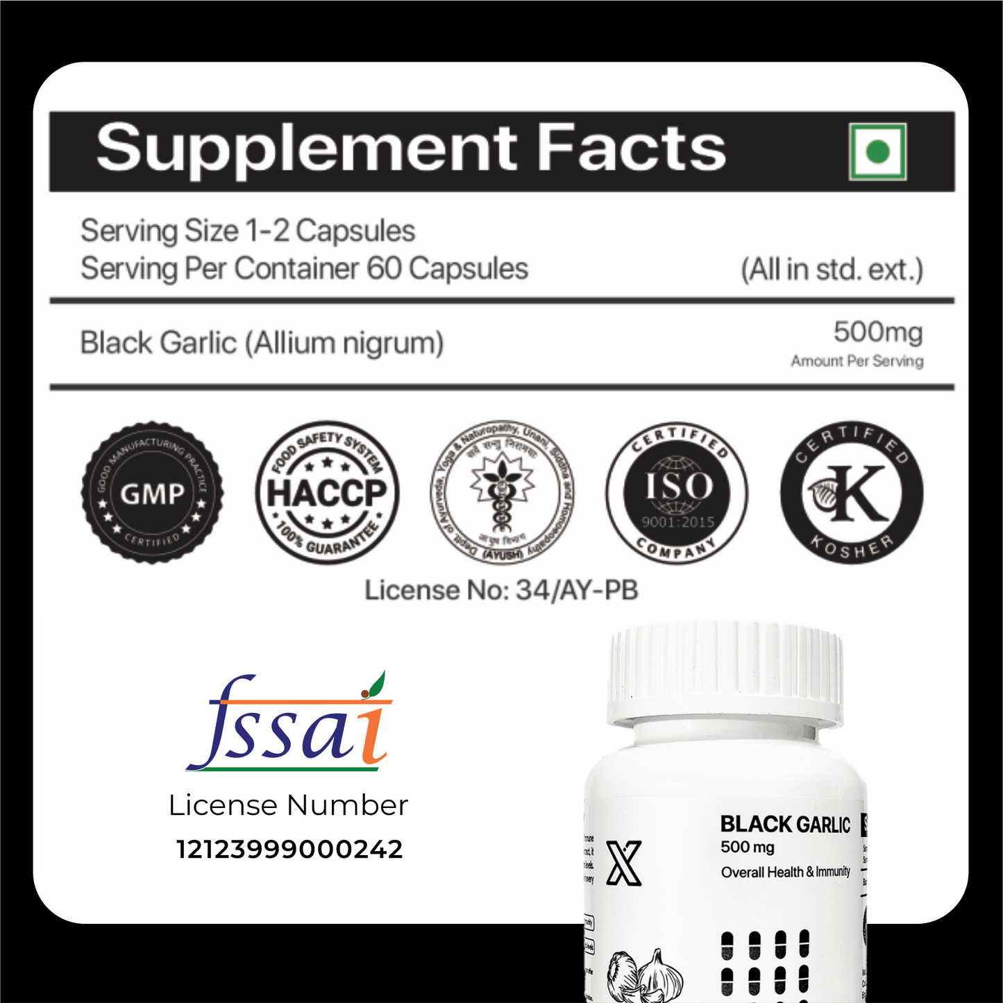 Black Garlic Capsules - Natural Immunity & Heart Health Supplement | DailyX
