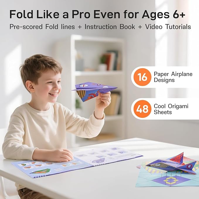 3D Paper Colorful Origami Airplane Folding Set for Kid