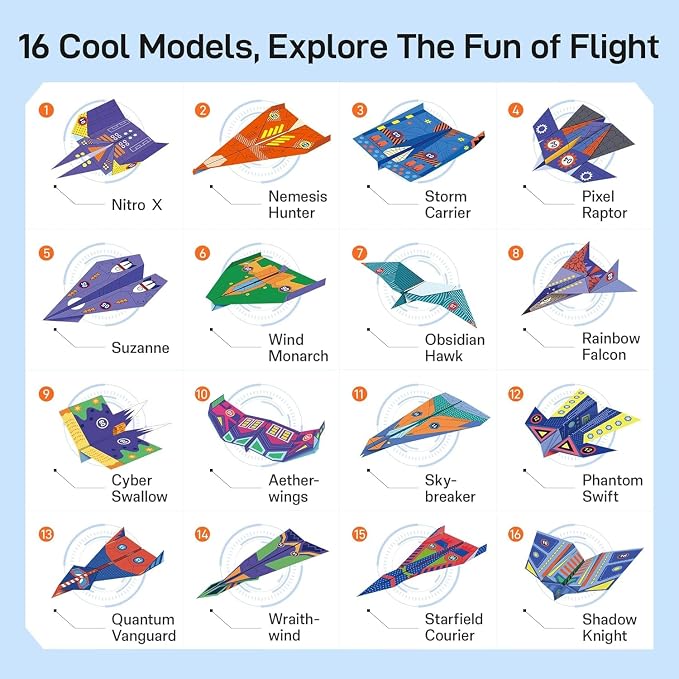 3D Paper Colorful Origami Airplane Folding Set for Kid