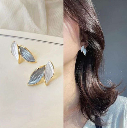 Colorful Oil Painting of a Leaf Earrings