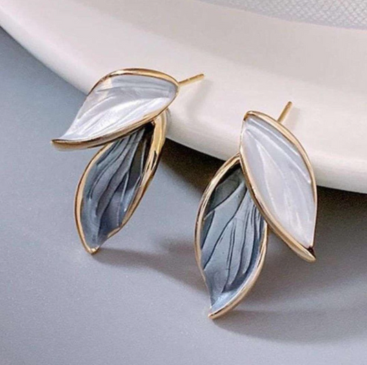 Colorful Oil Painting of a Leaf Earrings