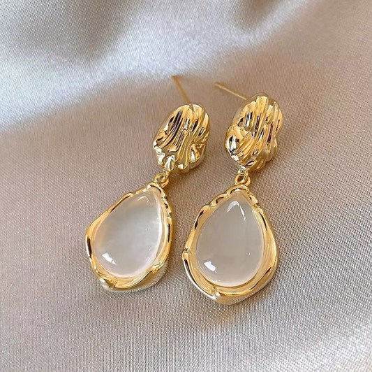 Beautiful Golden Water Droplet Opal Earrings