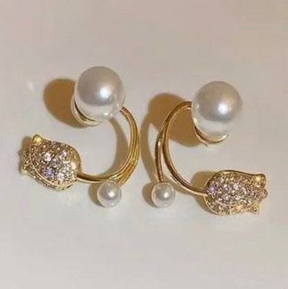 Charming Sparkling Tulip Stud Earrings