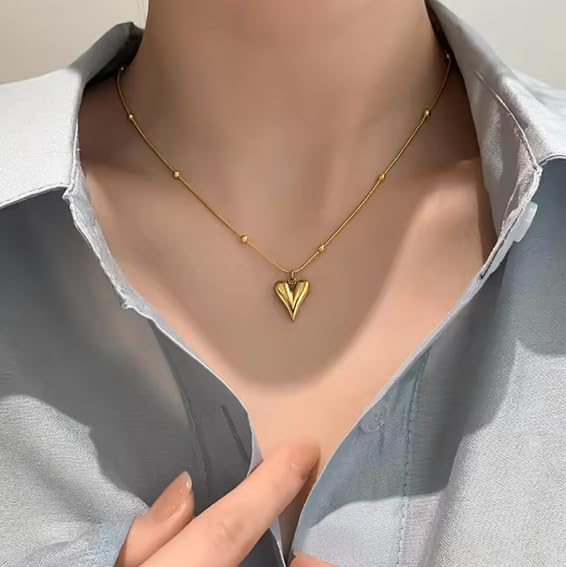 Multicolor heart shaped beads necklace for women