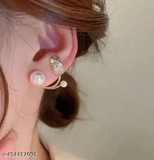Multicolor sparkling tulip stud stainless steel earrings for women